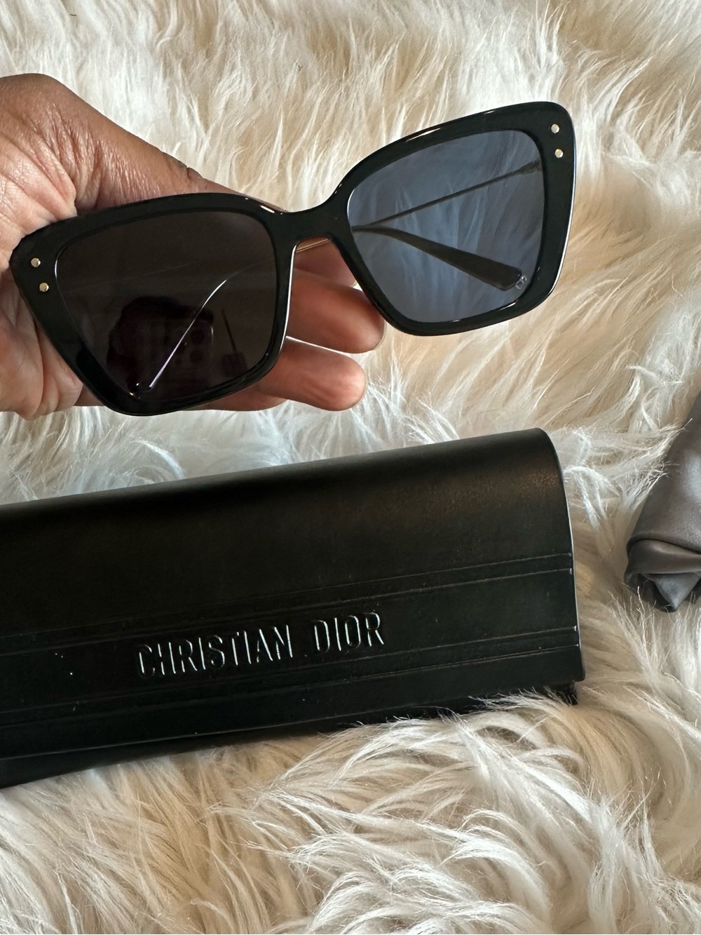Dior Black Cat-Eye Sunglasses with Dark Lenses